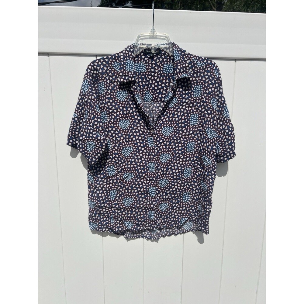 Velvet Heart Button Up Shirt Womens Small S Purple Short Sleeve Top